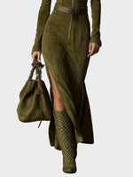 Green Vintage Maxi Dress with Zip and Belt