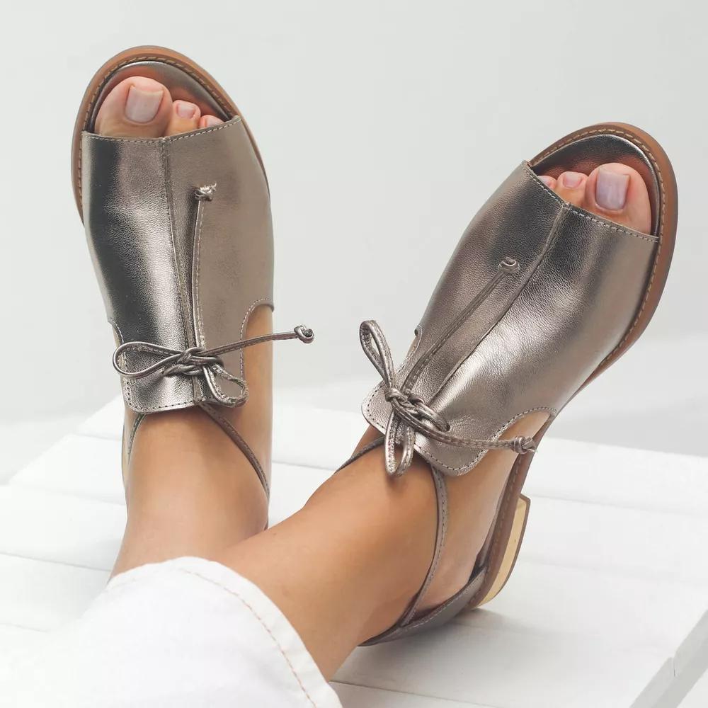 Tara Adjustable Leather Strap Sandals Gunmetal, photo studio