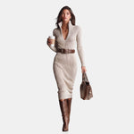 Julia | Fitted Knit Midi Dress