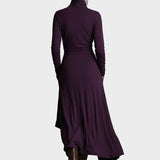 Tessie | Asymmetric Knit Turtleneck Maxi Dress