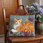Laoise | Quilted Tote Bag with a Resting Tabby Cat