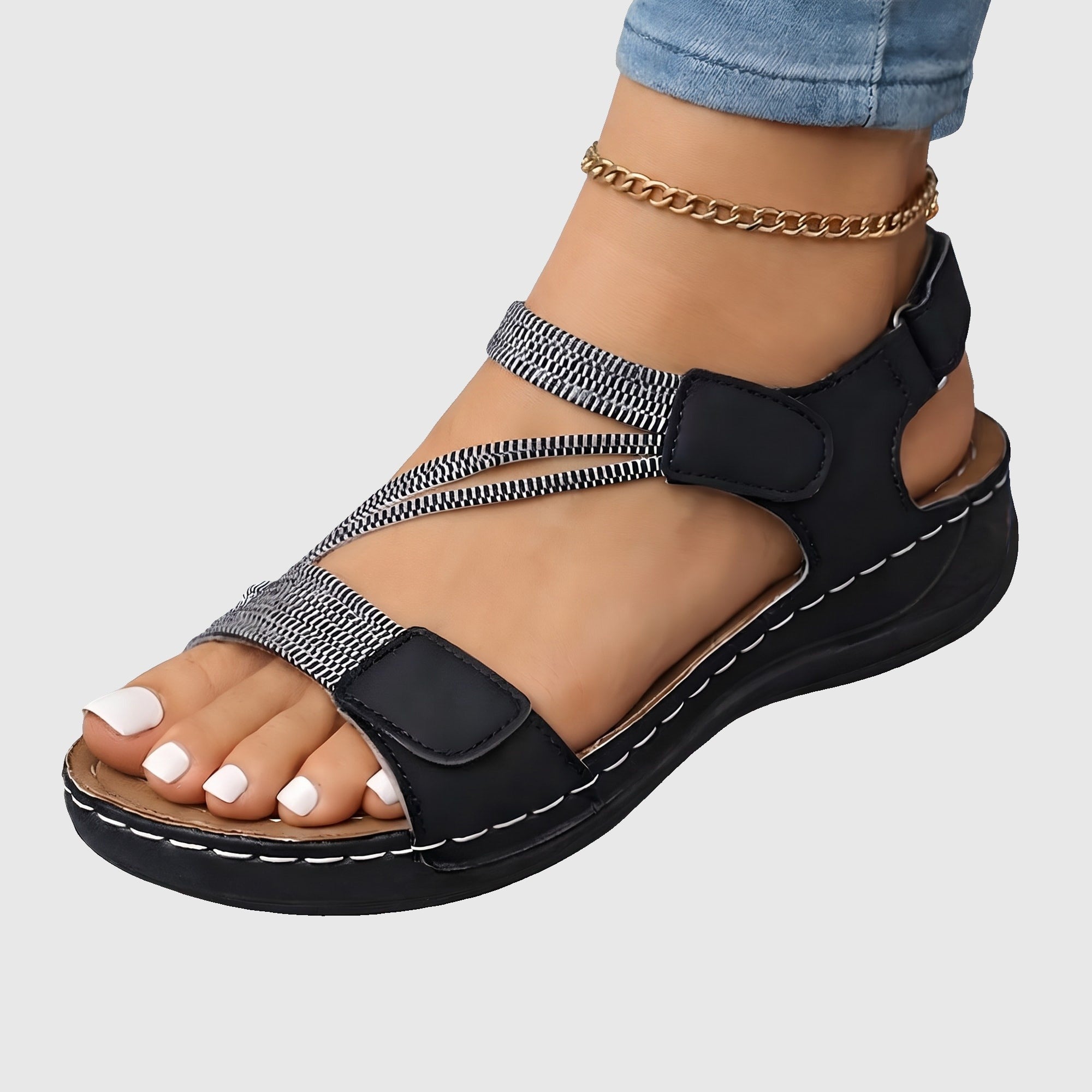 Leni | Women's Orthopaedic Comfort Sandals Black, photo studio