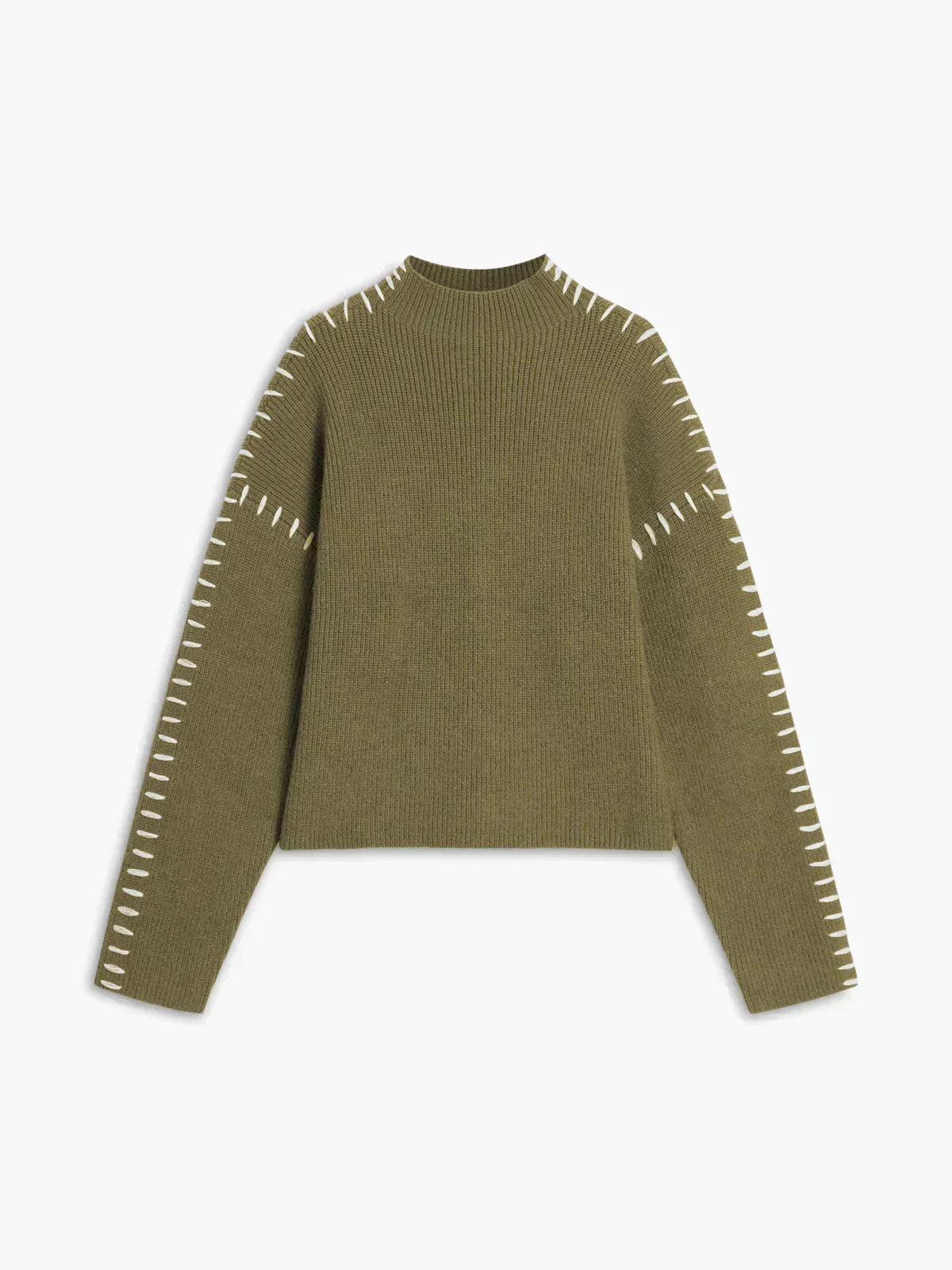 Black Contrast Stitch Jumper Green, photo studio
