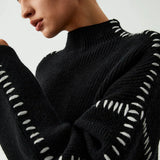 Black Contrast Stitch Jumper