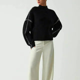 Black Contrast Stitch Jumper
