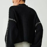 Black Contrast Stitch Jumper