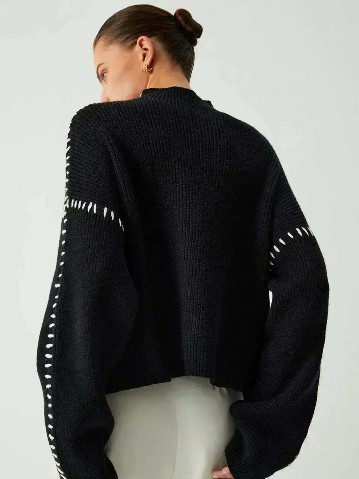 Black Contrast Stitch Jumper