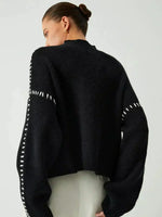 Black Contrast Stitch Jumper