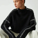 Black Contrast Stitch Jumper