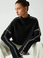 Black Contrast Stitch Jumper