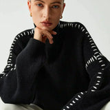 Black Contrast Stitch Jumper