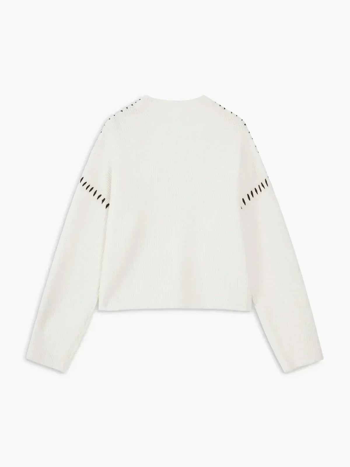 Black Contrast Stitch Jumper White, photo studio