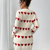 Philippa | Short Knit Heart Print Dress