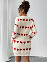 Philippa | Short Knit Heart Print Dress