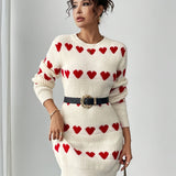 Philippa | Short Knit Heart Print Dress