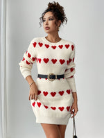 Philippa | Short Knit Heart Print Dress