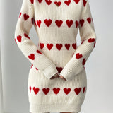 Philippa | Short Knit Heart Print Dress