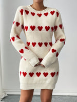 Philippa | Short Knit Heart Print Dress