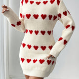 Philippa | Short Knit Heart Print Dress