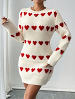 Philippa | Short Knit Heart Print Dress