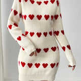 Philippa | Short Knit Heart Print Dress