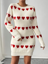 Philippa | Short Knit Dress with a Heart Pattern