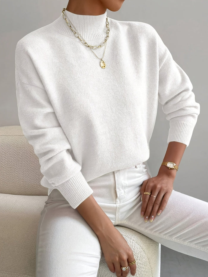 White High-Neck Jumper