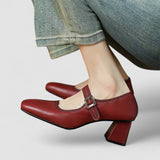 Orthopaedic Mary Jane Shoes in Black Leather, Heeled