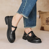 Perforated Wingtip Leather Mary Janes