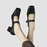 Orthopaedic Mary Jane Shoes in Black Leather, Heeled
