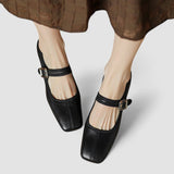 Orthopaedic Mary Jane Shoes in Black Leather, Heeled
