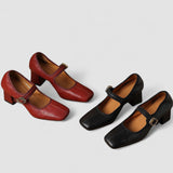 Orthopaedic Mary Jane Shoes in Black Leather, Heeled