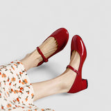 Orthopaedic Mary Jane Shoes in Black Patent, Block Heel