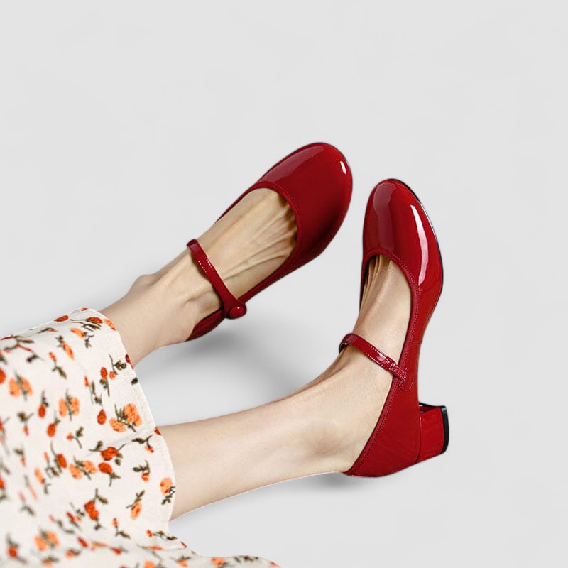 Orthopaedic Mary Jane Shoes Red, studio photo