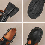 Perforated Wingtip Leather Mary Janes