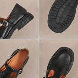 Perforated Wingtip Leather Mary Janes
