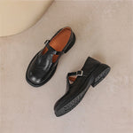 Perforated Wingtip Leather Mary Janes