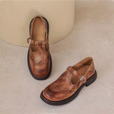 Perforated Wingtip Leather Mary Janes