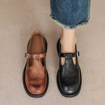 Perforated Wingtip Leather Mary Janes