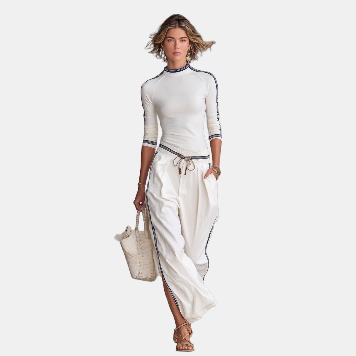 Maya | Elegant Two-Piece Set White, studio photo