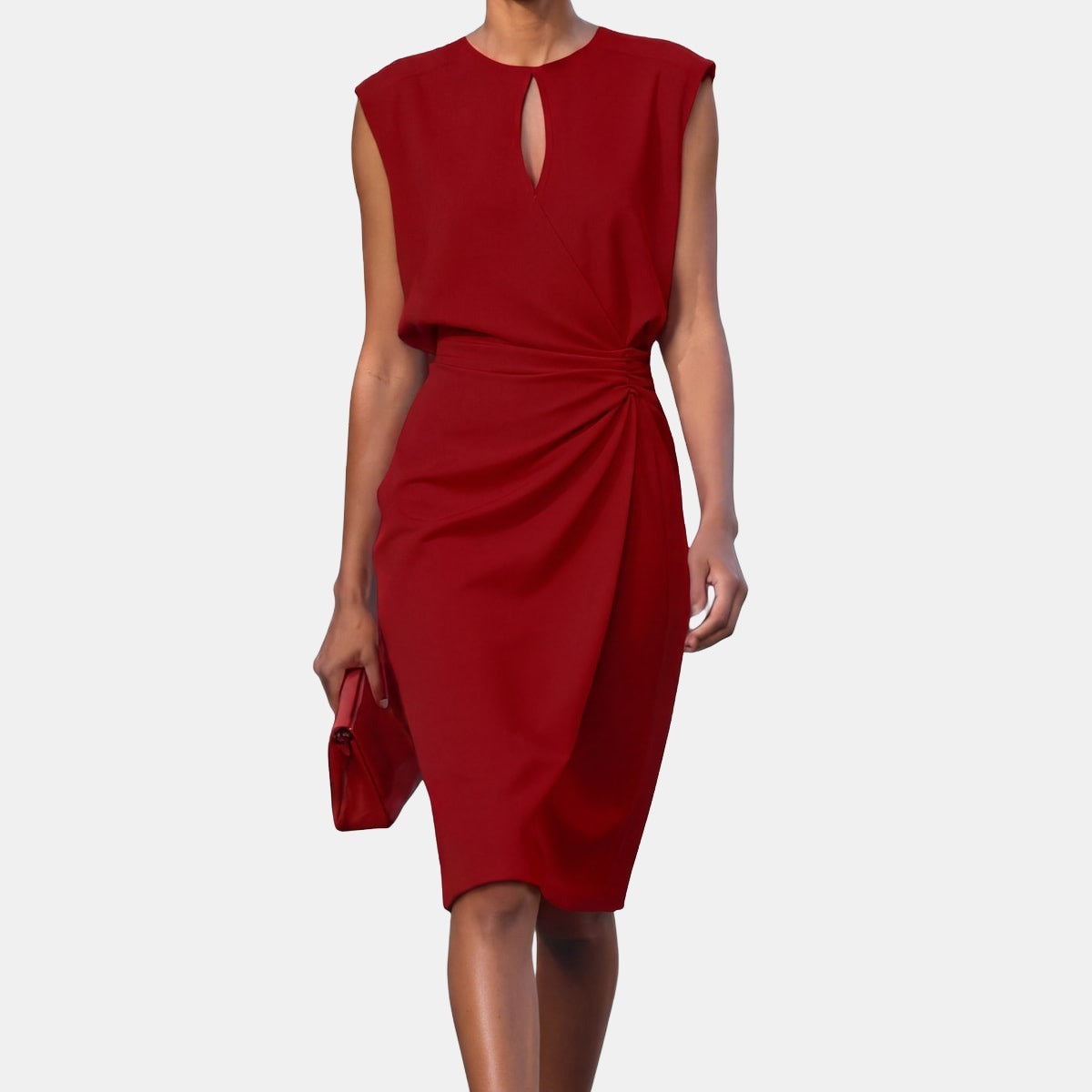 Megan | Elegant Sleeveless Comfort Dress Red, studio photo