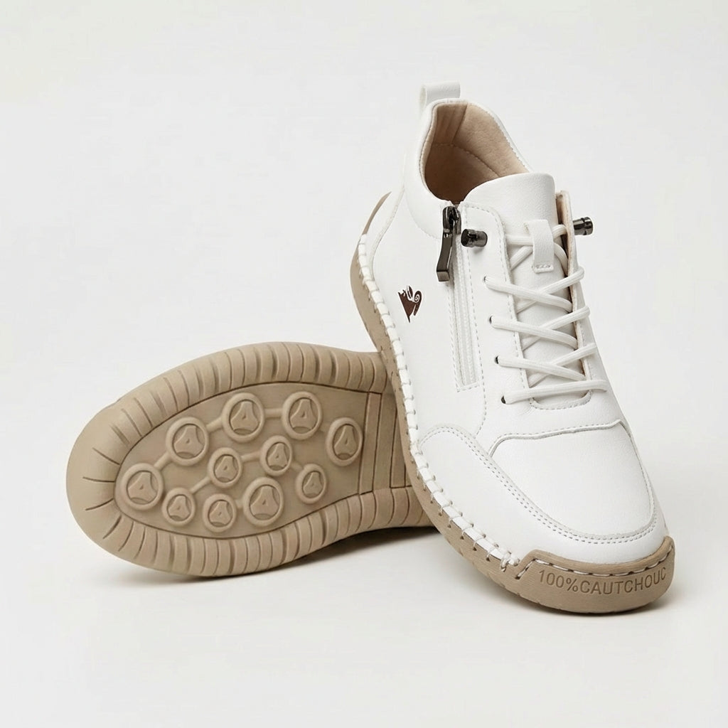 Soleil Orthopedic Comfort Zip Sneakers White, photo studio