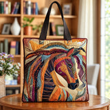 Minnie | Quilted Tote Bag with a Patchwork Mosaic Horse