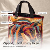 Minnie | Quilted Tote Bag with a Patchwork Mosaic Horse