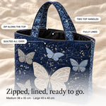 Monique | Quilted Tote Bag with Shimmering Butterflies