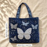 Monique | Quilted Tote Bag with Shimmering Butterflies
