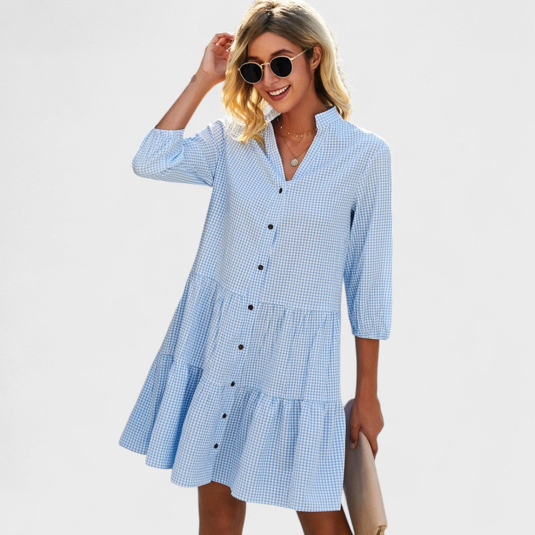Marla | Flowy Midi Dress Blue, photo studio