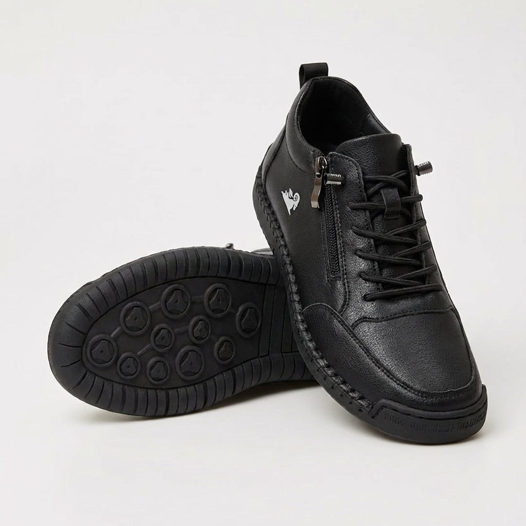 Soleil Orthopedic Comfort Zip Sneakers Black, photo studio