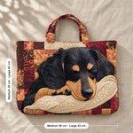 Niamh | Quilted Tote Bag with a Sleeping Dachshund