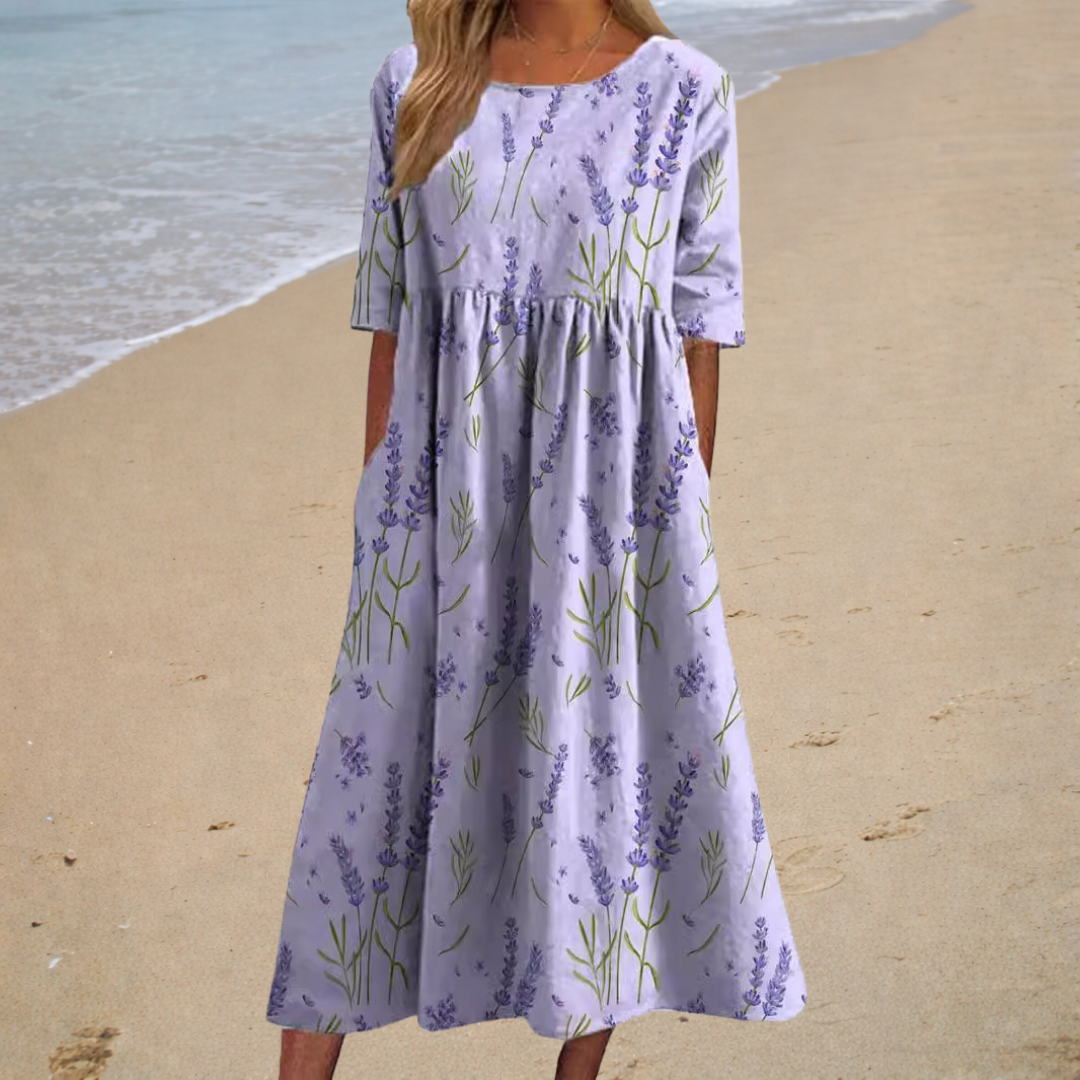 Nina | Women's Chic Flowy Maxi Dress Purple, photo studio